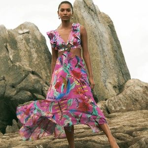 PatBO Zamia Belted Maxi Beach Dress M